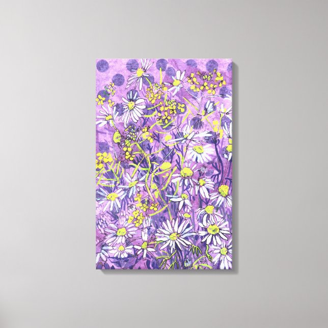 Toile Fleurs de marais Polka Dot Fleurs d'été Floral Art (Recto)