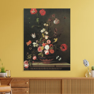 Toile Fleurs de nature morte baroque vintage dans un vas