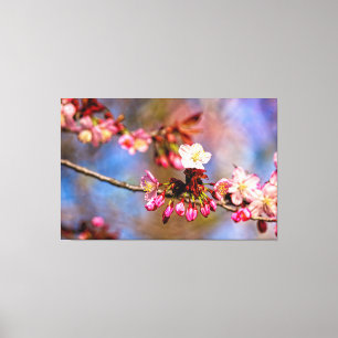 Toile Fleurs de Sakura et bourgeons violets un jour enso