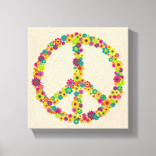 Toile Fleurs de signe de paix de hippie