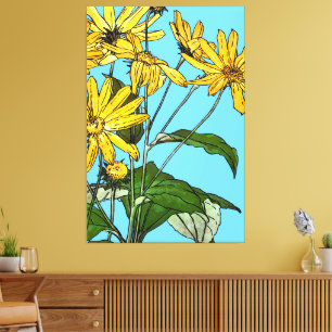 Toile Fleurs de soleil Art Nouveau