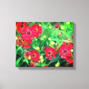 Toile Fleurs de Zinnia rouge qui s'estompent