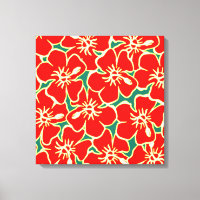 Fleurs d'Hibiscus rouge Tropical Hawaiian Wall Art