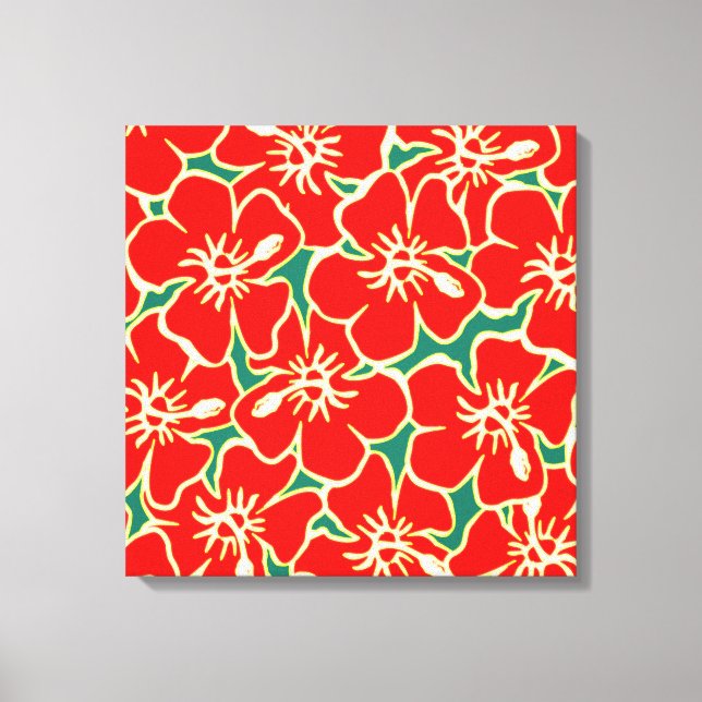 Toile Fleurs d'Hibiscus rouge Tropical Hawaiian Wall Art (Recto)