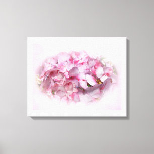 Toile Fleurs d'Hydrangée rose pâle et foncé