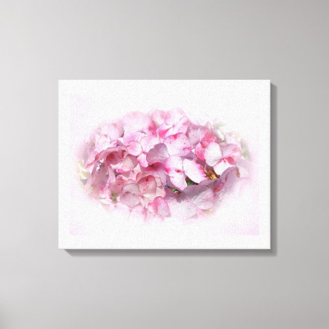 Toile Fleurs d'Hydrangée rose pâle et foncé (Recto)