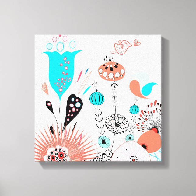 Toile Fleurs d'Imaginaire et Birdie (Recto)