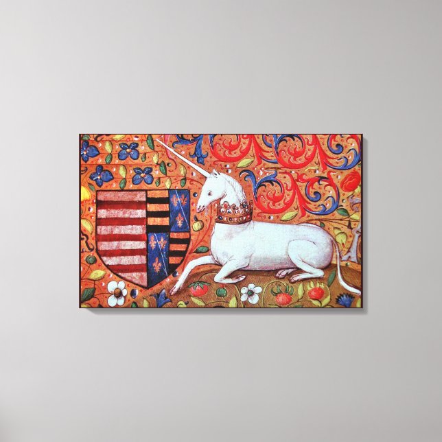 TOILE FLEURS D'IMAGINAIRES UNICORNES ET MÉDIÉVAUX, MOTIF (Recto)