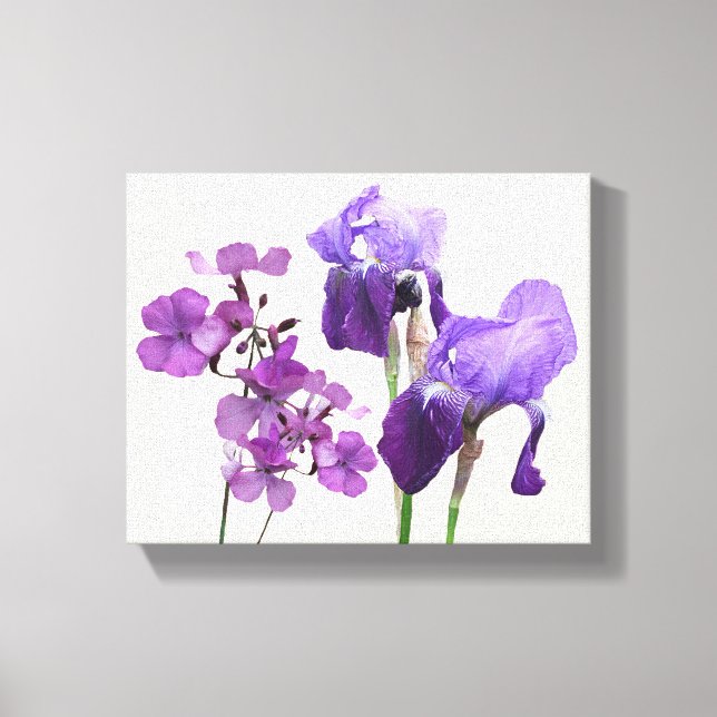 Toile Fleurs d'iris violet chaud élégant art numérique (Recto)