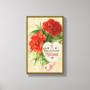 Toile Fleurs d'œillet, Message de la Saint-Valentin Vint