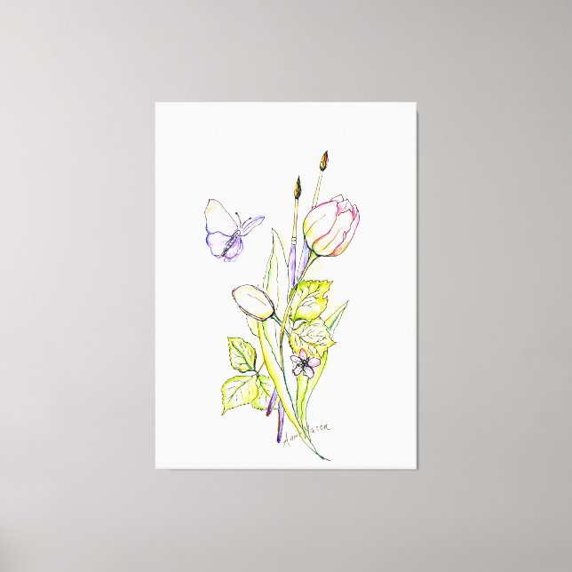 Toile Fleurs et brosses (Recto)