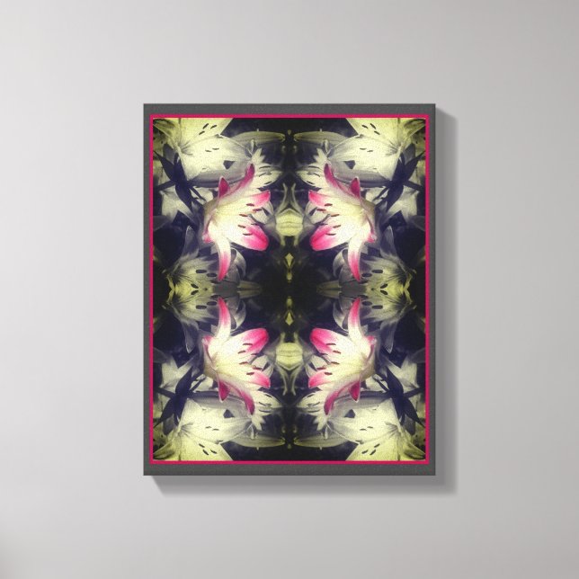 Toile Fleurs Lys Noir Et Blanc Partiel Abstrait (Recto)
