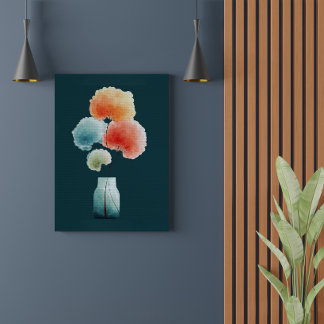 Toile Fleurs Modernes | Hortensias Aquarelle (11" x 14")