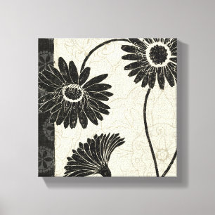 Toile Fleurs noires et blanches