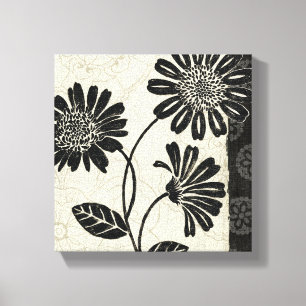 Toile Fleurs noires et blanches 2