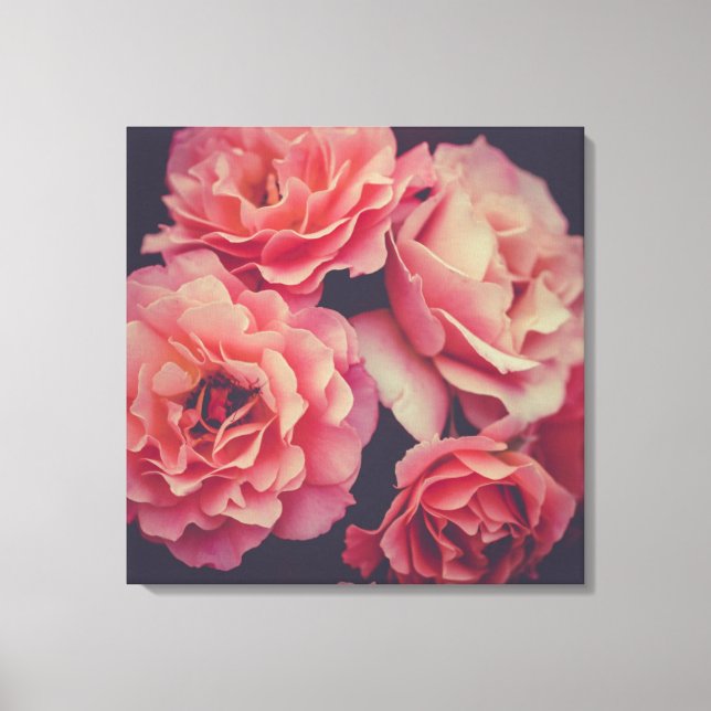 Toile Fleurs oeillets roses (Recto)