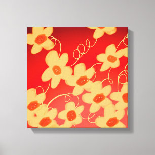 Toile Fleurs orange Avec Rouge