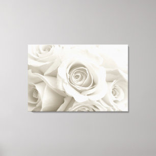 Toile Fleurs Roses blanches