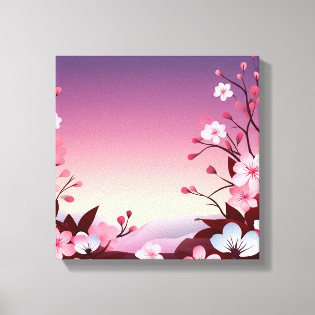 Toile Fleurs roses douces sur Arrière - plan violet Drea (Recto)