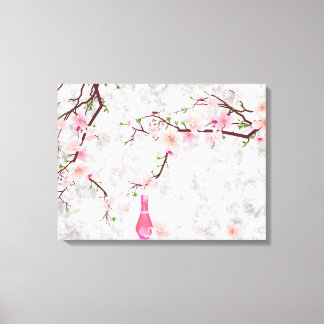 Toile Fleurs roses et vase