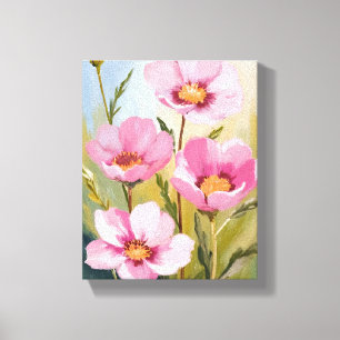 Toile Fleurs roses Peinture aquarelle florale