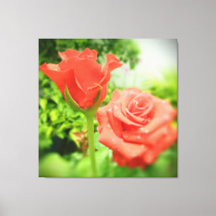 Toile Fleurs Roses romantiques