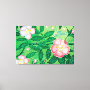 Toile Fleurs roses sauvages