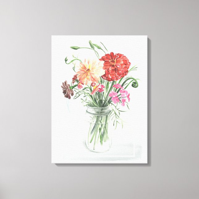 Toile Fleurs sauvages d'été - Rose & Rouge (Recto)