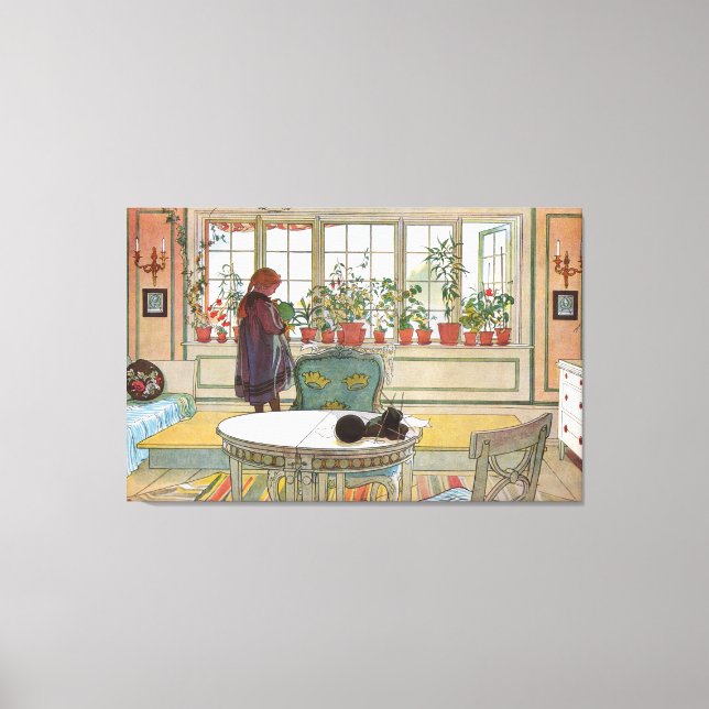 Toile Fleurs sur le rebord de fenêtre d'une maison Carl  (Recto)