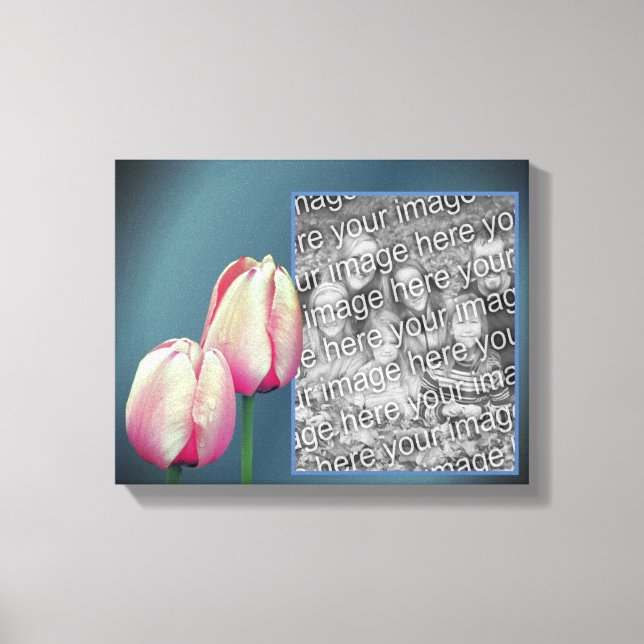 Toile Fleurs Tulipes Roses Cadre Créer Votre Propre Phot (Recto)