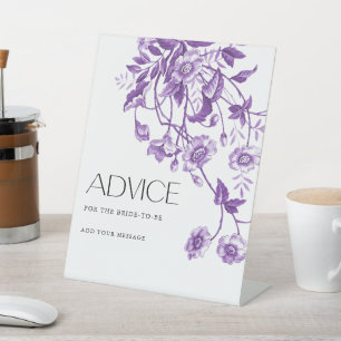 Toile Floral Bridal Shower Advice Pedestal Sign