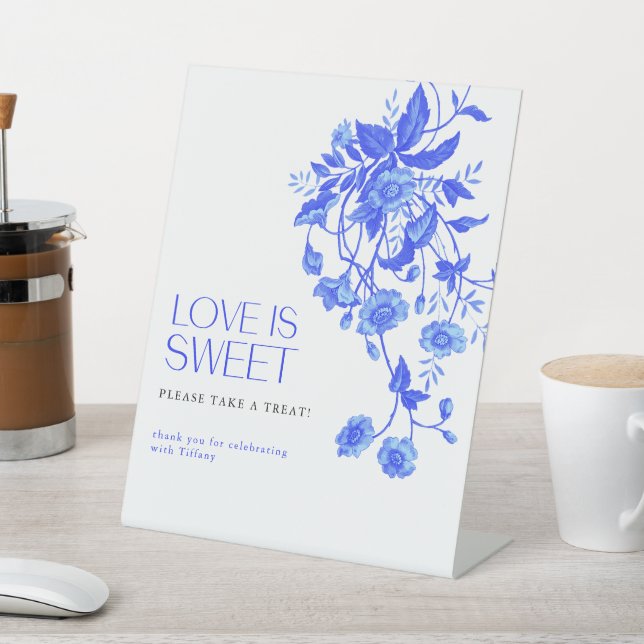 Toile Floral Bridal Shower Advice Pedestal Sign (In SItu)