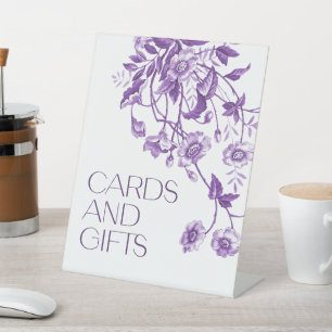 Toile Floral Bridal Shower Cards and Gifts Pedestal Sign