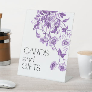 Toile Floral Bridal Shower Cards and Gifts Pedestal Sign