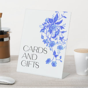 Toile Floral Bridal Shower Cards and Gifts Pedestal Sign