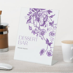 Toile Floral Bridal Shower Dessert Bar Pedestal Sign
