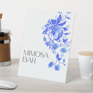 Toile Floral Bridal Shower Mimosa Bar Pedestal Sign