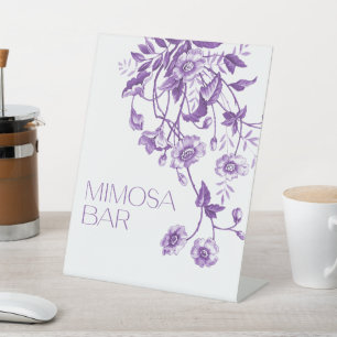 Toile Floral Bridal Shower Mimosa Bar Pedestal Sign