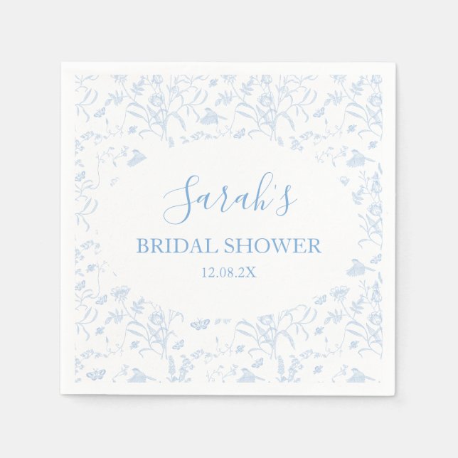Toile Floral Bridal Shower Napkin (Front)