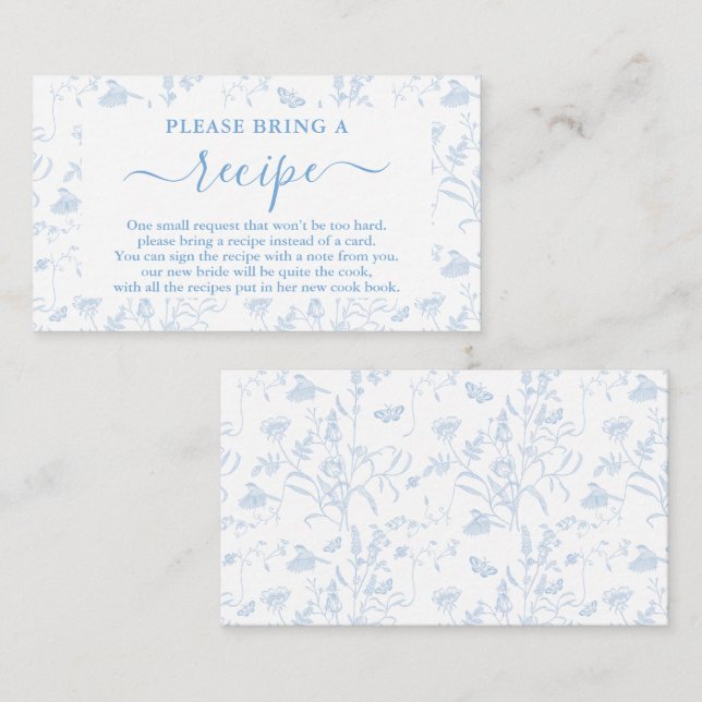Toile Floral Bridal Shower Recipe Card Request (Front/Back)