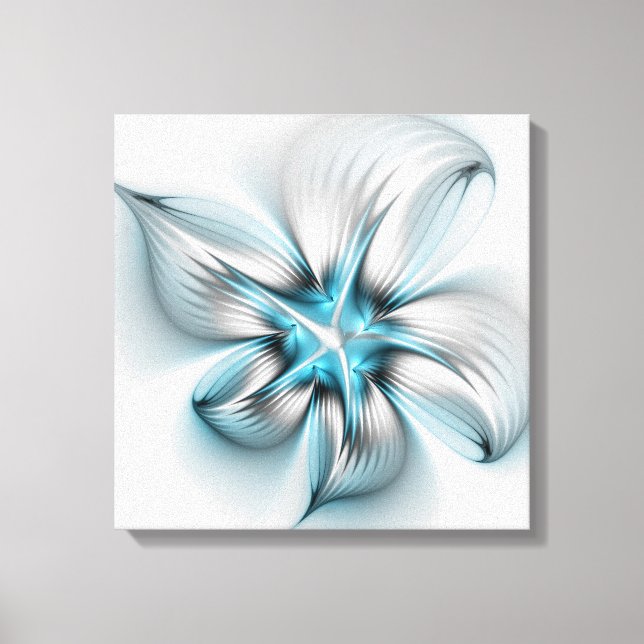 Toile Floral Elegance Modern Abstract Blue Fractal Art (Recto)