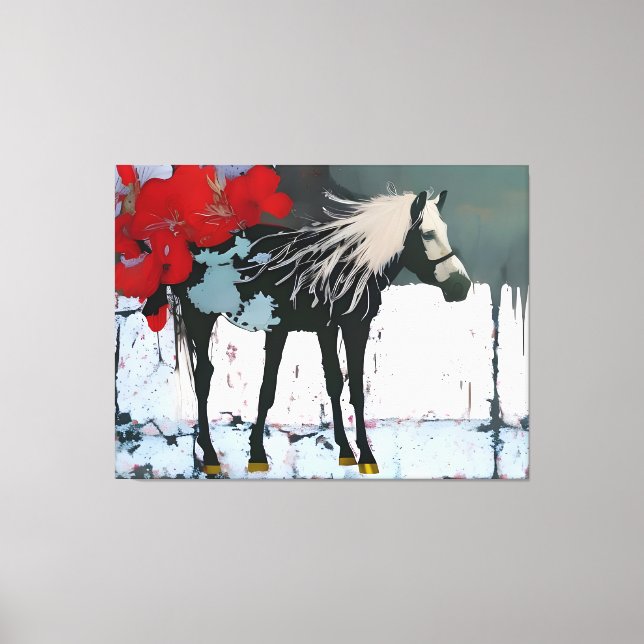 Toile Floral Horse Imprimer (Recto)