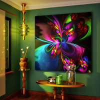 Floral moderne Art Abstrait Rouge Bleu Motif #15