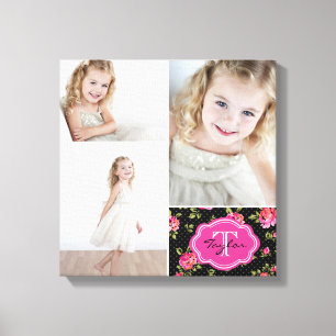 Toile Floral Monogramme Girly Photo Collage