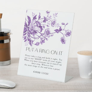 Toile Floral Put A Ring On It Bridal Shower Games Pedestal Sign