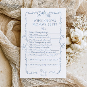 Toile floral Who Knows mommy best baby shower game