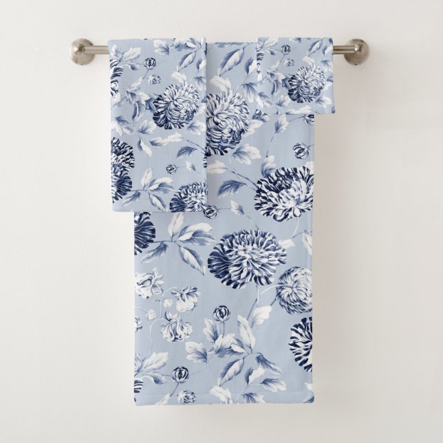 Toile Florale Bleue Argent & Périwinkle (En situation)