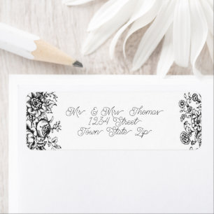 Toile florale noire et blanche