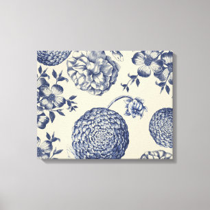 Toile Flore d'impression florale de fleurs bleues antiqu