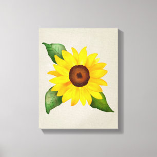 Toile Flore jaune de tournesol aquarelle